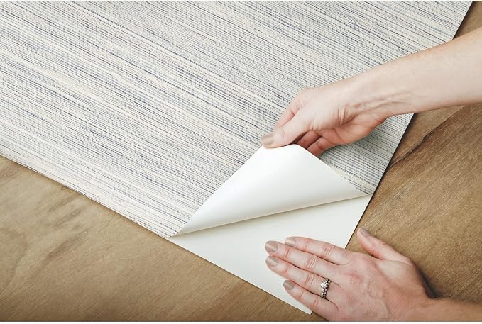 York Wallcoverings PSW1281RL Blue Cattail Weave Peel and Stick Wallpaper