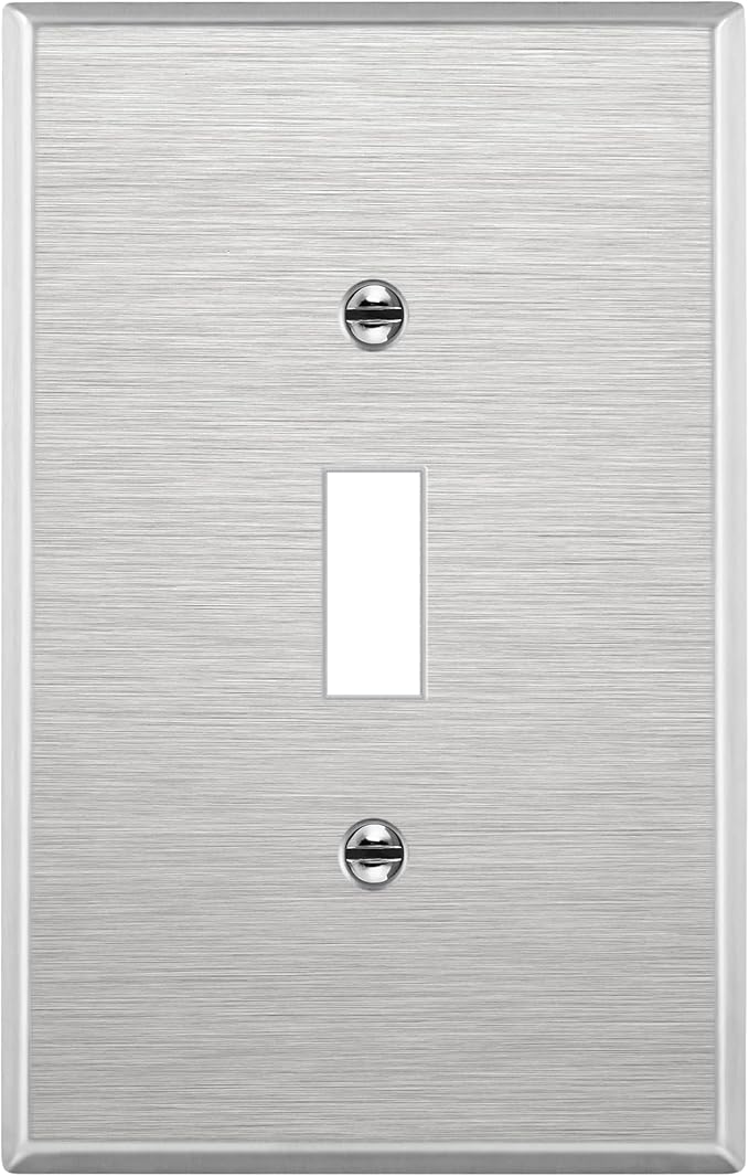 ENERLITES Toggle Light Switch Metal Midway Size Wall Plate, Corrosion Resistant, Mid-Size 1-Gang 4.88" x 3.11", UL Listed, 7711M, 430 Stainless Steel, Silver