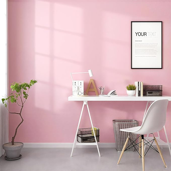 Pink Self-Adhesive Wallpaper Film Stick Paper Easy to Apply | 15.7'' x 393.7'' Peel and Stick Wallpaper Shelf Liner Table and Door Reform Wall Paper