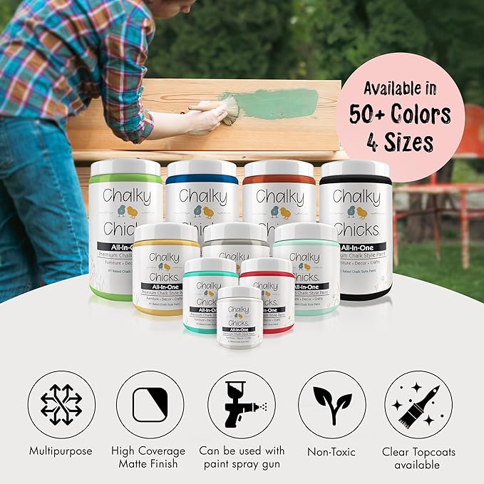 Chalky Chicks 4 Fl Oz Matte Sweet 16 (Pink) Chalk Paint for Furniture Without Sanding - No Prep Furniture Paint No Sanding All in One for Crafts, Wood, Cabinet, Walls, Metal, Dresser, Farmhouse