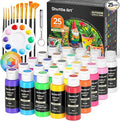 Shuttle Art 25 Colors Outdoor Acrylic Paint Set, 2oz/60ml Waterproof Acrylic Paint with 10 Brushes 1 Palette, Rich Pigmented Paints for Artists, Beginners on Rocks, Wood Crafts, Garden Statues