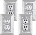 4 Pcs Shiny Rhinestones Outlet Covers Wall Plates Light Switch Cover Plate Decorative Imitation Wood Grain Wall Plate Single Toggle Outlet Cover Durable Switch Covers