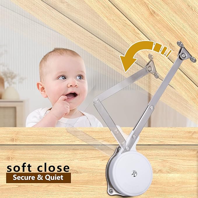 1 Pack | Toys Box Hinges Soft Close - HBL’ Lid Support Chest Hinges for Wooden Toy Box, Cedar, Storage Trunk & Benches, Made of Zinc Alloy, Safety & Heavy Duty.