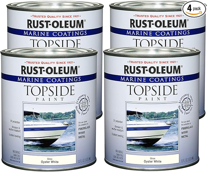 Rust-Oleum 207001-4PK Marine Coatings Topside Paint, Quart, Oyster White, 4 Pack