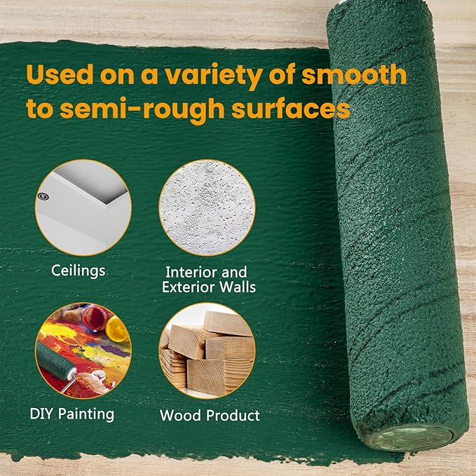 Paint Roller, Microfiber Paint Roller Covers 9 Inch (3/8” Nap), 12 Pack, Large Paint Rollers for Painting Walls, Covers for Paint Roller Kit