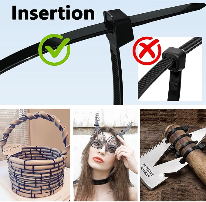 Small Black Zip Ties 4 Inch, 1000pcs Mini Cable Ties Thin Zipties 4 In Tiny Self Locking Plastic Tie Wraps Wire Ties for Cord Management