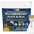 Rubber Liquid Waterproof Sealant, TUFINEIN 53oz/1.5kg Black Quick Drying Multi Surface Foundation Leak Repair - Roof Gutters Basement Sealer Waterproof - Indoor & Outdoor Flexible Rubber Paint