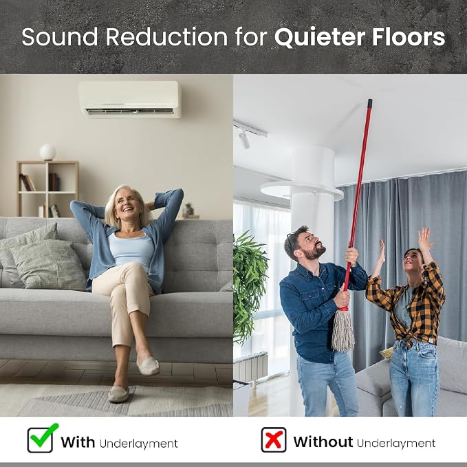 3-in-1 Acoustic Premium Floor Underlayment - 200 sqft Roll - 3mm Thick EPE with Silver Foil Vapor Barrier with Tape - Moisture Barrier, Thermal Insulation, Sound Insulation (Silver Protect)