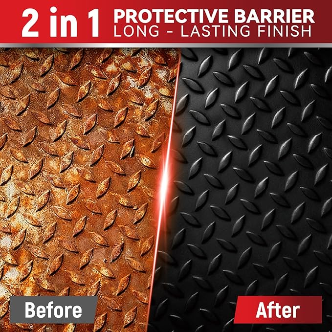 Rust Converter for Metal, 2 in 1 Rust Converter Paint& Primer, Converts Rust to Long-Lasting Protective Coating for Car, Trailer, Truck Frame, Chassis, Mort, Automotive Rust Reformer, Heat Resistance & UV Resistant ,Black 35 oz