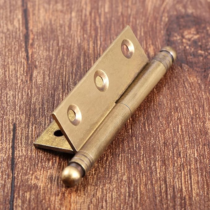 dophee 2pcs Vintage Industrial Style Folding Butt Hinges with Screws for Cupboard Cabinet Door Wardrobe Wooden Boxes Cases Furniture Hardware, Antique Brass, 2.83"x1.97"x1.34"