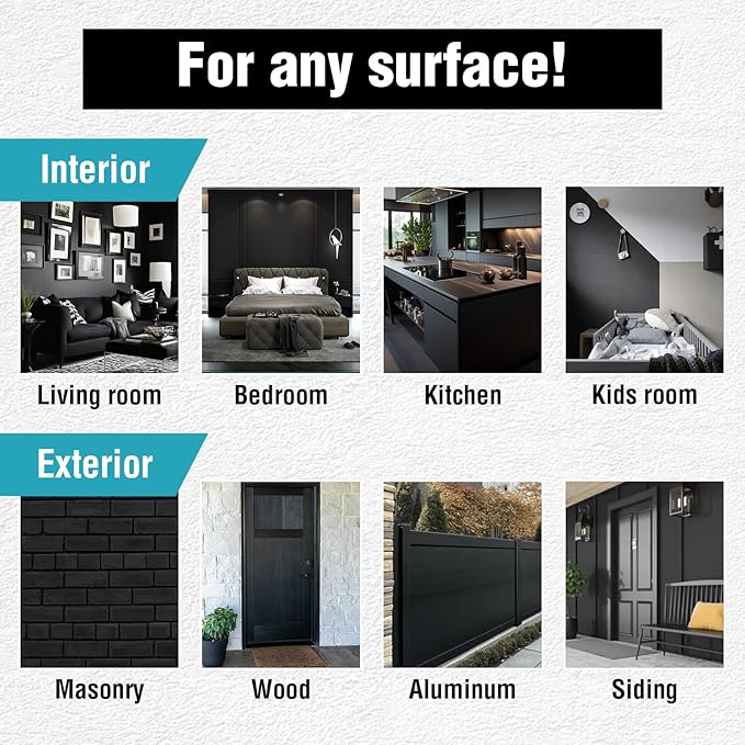 Chalkboard Paint Black Chalk Board Paint for Wood, Metal, Glass, Wall, Plaster Boards Sign, Frame, Interior/Exterior, All-in-One Primer & Top Coat, Black Matte, Acrylic, 35oz Cover 130 sf with Tools kit