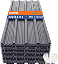 Brakki Metal Roofing Panels 20pcs 111.4 ft², 45.28"L Grey Corrugated Galvanized Steel Roof Panels with Screw, Heavy Duty Metal Siding Suitable for Garages Chicken Coop Sheds Stables Patio