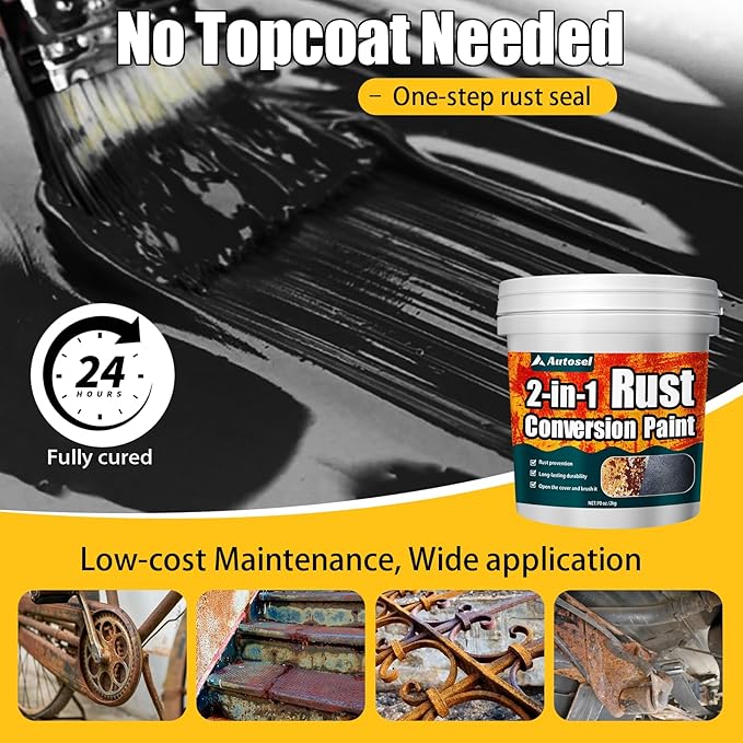 Metal paint, 70 Oz Rust Reformer Paint for Metal, Stops Rust & Corrosion, Rust Conversion Paint, Heat & UV Resistant Anti Rust Coating for Automotive, Marine, Fence, Tools Metal paint