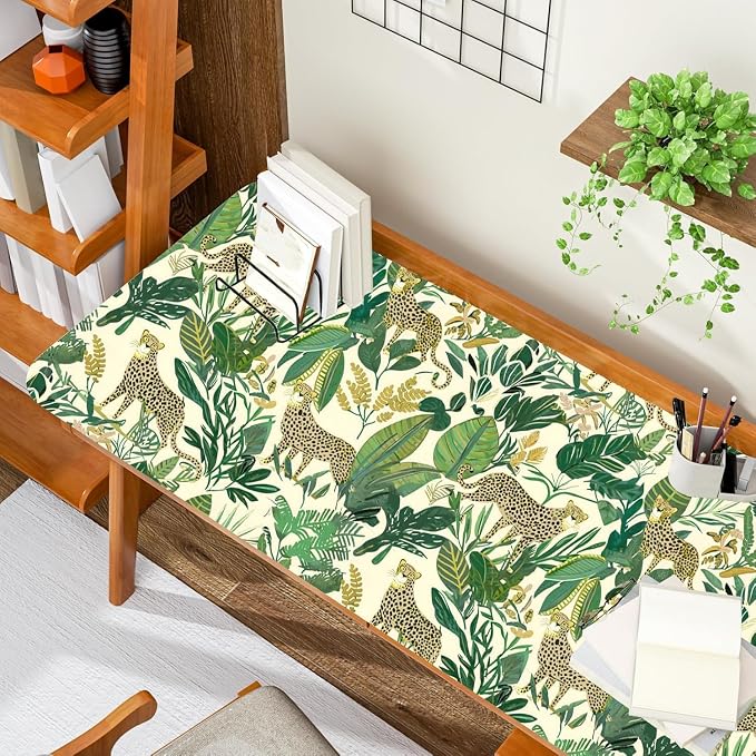 Yellow Vintage Leopard Peel and Stick Wallpaper 17.5" x 393" | Waterproof Vinyl Self Adhesive Removable Renter Friendly Floral Contact Paper