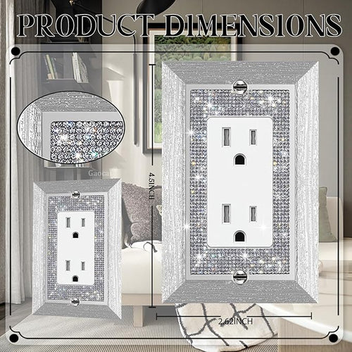 1 Pcs Shiny Rhinestones Wall Plates Imitation Wood Grain Light Switch Cover Decorative Outlet Cover Single Toggle Switch Plates And Outlet Covers