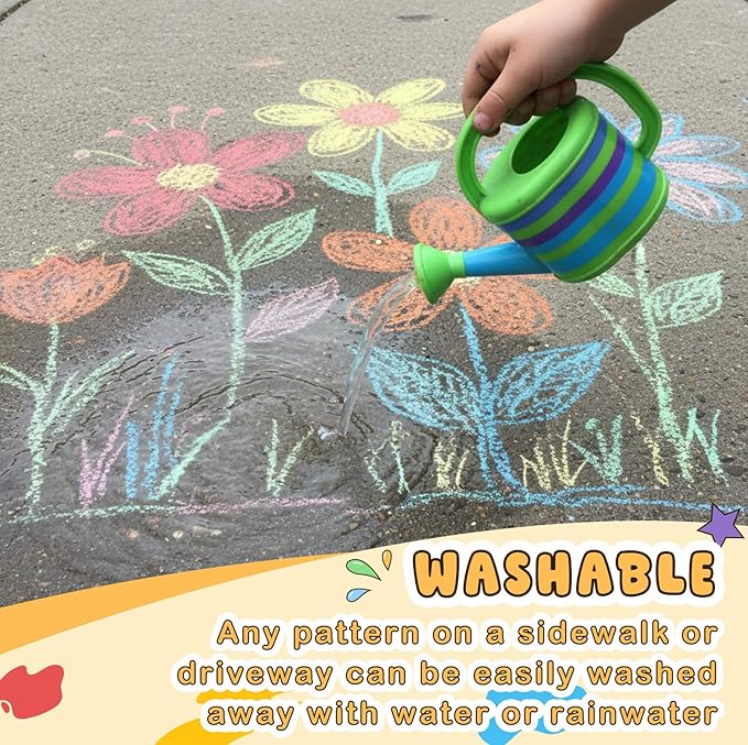 DIY Sidewalk Chalk Paint Kit for Kids Non Toxic Paint Washable Powdered Chalks with Plastic Squeeze Bottle Mix in Water 6 Vibrant Colors for Creative Sidewalk and Chalkboard Fun(6 Packs)
