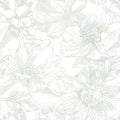 Ismoon Large Floral Peel and Stick Wallpaper Boho White and Green Contact Paper 17.3inx32.7ft Modern Wall Paper Removable Self Adhesive Vinyl Wallpaper for Bedroom Cabinet Bathroom Mural Wall Decor