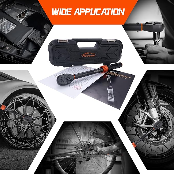 3/8-Inch Drive Torque Wrench, 5-45 Ft-Lb (6.8-61 Nm), 3% Accuracy, 72-Tooth Dual-Direction Mini Torque Wrench with Reversible Head, Quick Release, Dual Scale for Bike