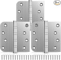 KOLET Ball Bearing Door Hinges, 4 x 4 Inches Door Hinges, Square and 5/8'' Radius Corner, Heavy Duty Stainless Steel Hinges, Smooth and Quiet, Non Removable Pin, Brushed Nickel, 3 Pack