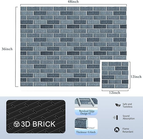 12Pack Acoustic Panels, 12"×12"×0.4" Self-Adhesive 3D Brick Pattern Sound Proof Panels for Wall, High Density Decorative Acoustic Foam Sound Absorbing for Recording Studio, Office, Lime Black