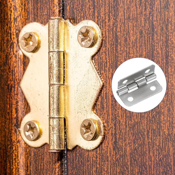MECCANIXITY Small Butt Hinges 3/4 Inch Mini Jewelry Box Hinge with Screw for Jewelry Wooden Boxes Cabinet Drawer Doors Gate (Silver Tone, Pack of 12)