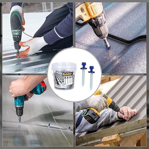 Metal Roofing Screws 10 x 1-1/2 inch, Blue Hex Head Sheet Metal Roof Screw with EPDM Washer for Corrugated Roofing (250Pcs)