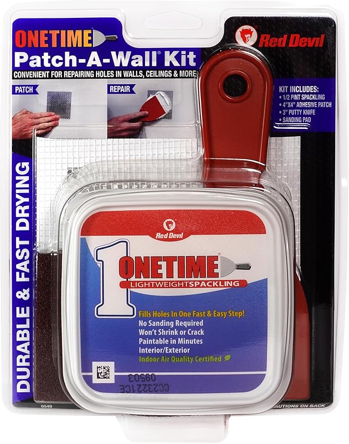 Red Devil 0549 ONETIME Lightweight Spackling Patch-A-Wall Kit, 1/2 Pint, Made in USA