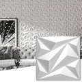 50 Pack 3D Wall Panels Diamond, White, 12''x12'' | PVC Accent Wall Panels for Interior Wall Decor, Living Room Lobby Bedroom Hotel Office