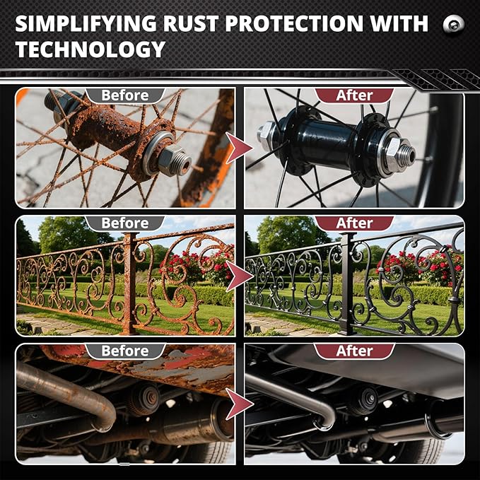 DWIL Rust Converter for Metal, 2 in 1 High-Flow Fluidity Converts Rust, Rust Converter Paint and Primer to Long-Lasting Protective Coating, No Primer Needed, Black, 32 oz