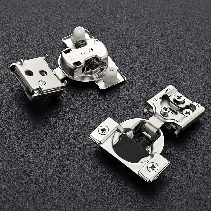 8 Pack 4 Pairs 1/2 inch Overlay Soft Close Hinges for Kitchen Cabinet Hinges Satin Nickel Hidden Hinges Stainless Steel Concealed Hinge self Closing