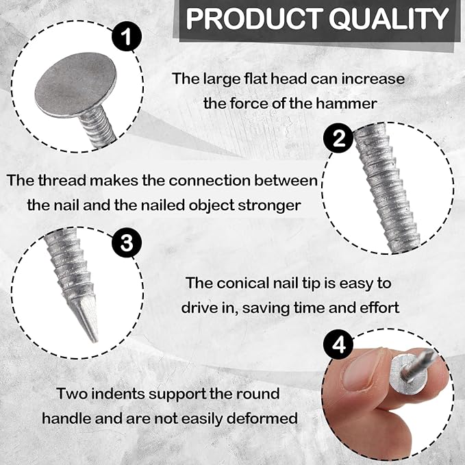 Tandefio 500 Pcs Aluminum Siding Nails 1-3/4 Inch Metal Aluminum Roofing Siding and Panel Nails to Fasten Roofing Felt Wood Decking Insulation Board