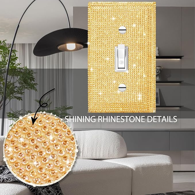 Silver Shiny Gold Light Switch Cover Gold Rhinestones Wall Plates Light Switch Cover Plate Decorative Switch Covers Wall Plate