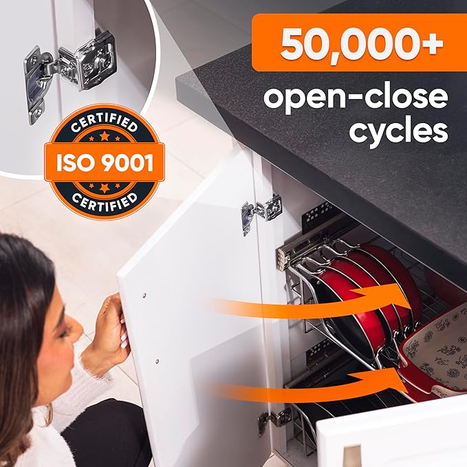 Decobasics 80 Pack Soft Close Cabinet Hinges 1-1/4" Overlay for Kitchen Cabinet Doors, Slow Self-Closing Concealed Hidden Hinges for Face Frame –Stainless Steel, 3-Way Adjustable & Quiet Close Damper