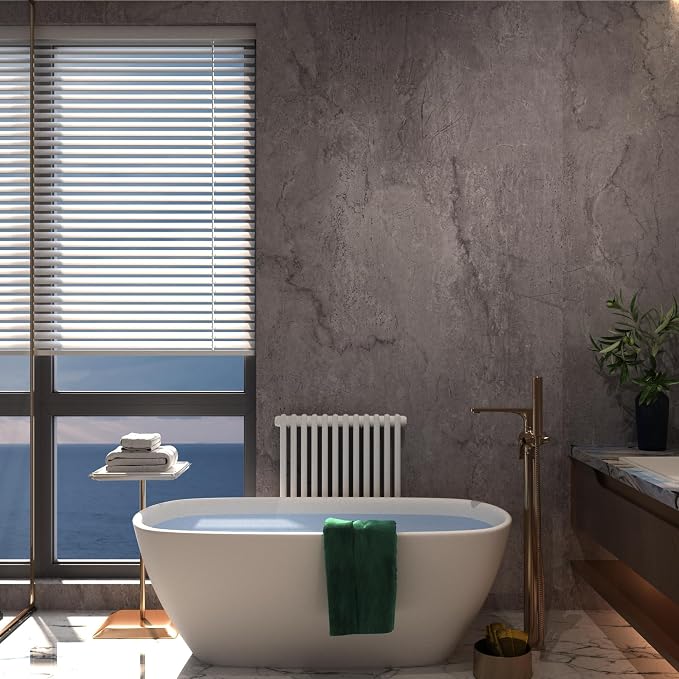 JSEVEM 16"×118" Air Guide Design Extra Thick Grey Light Purple Marble Concrete Wallpaper Peel and Stick Industrial Modern Style Waterproof Gray Marble Concrete Contact Paper Vinyl Sticker for Bedroom