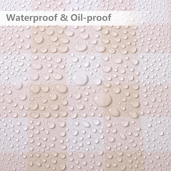 Plaid Wallpaper Peel and Stick, Beige, 17.7"x197" | Self Adhesive, Vinyl, Removable, Boho Contact Paper, Checkered Wall Paper for Bedroom, Living Room, Bathroom
