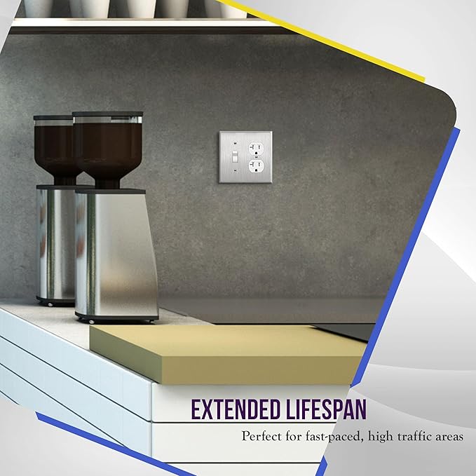 ENERLITES Combination Toggle Light Switch or Duplex Receptacle Outlet Metal Wall Plate, Corrosive Resistant, Size 2-Gang 4.50" x 4.57", 771121, 430 Stainless Steel, UL Listed, Silver, Standard