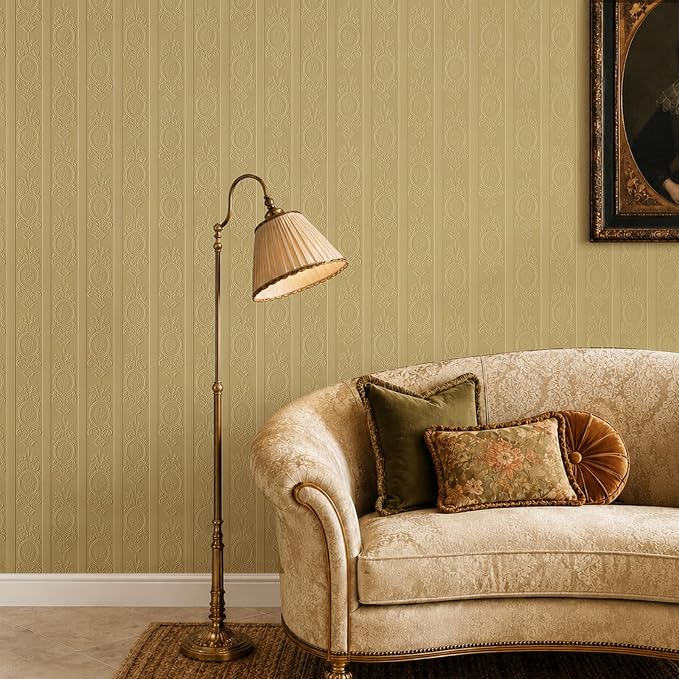 Khaki 3D Embossed Textured Peel Stick Wallpaper 17.3"x800" | Removable Renter Friendly Contact Paper, Waterproof Self Adhesive Wallpaper for Bedroom, Bathroom, Decor