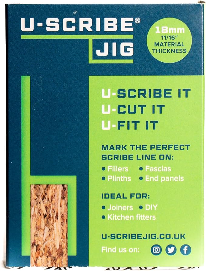 u-scribe jig 18mm (11/16") Set of 3 Woodwork & Carpentry Jigs - Makes Scribing Fillers, Toe Kicks and Ceiling Scribes easy, ideal for Carpenters, Joinery, Furniture and Cabinet Installing