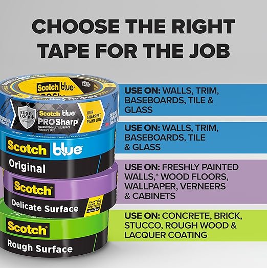 ScotchBlue Original Multi-Surface Painters Tape, 2 Inch Wide (1.88 in. x 60 Yds), 6 Rolls Blue Paint Tape Protects Surfaces & Removes Easily, Masking Tape for Indoor and Outdoor Use (2090-48TP6)