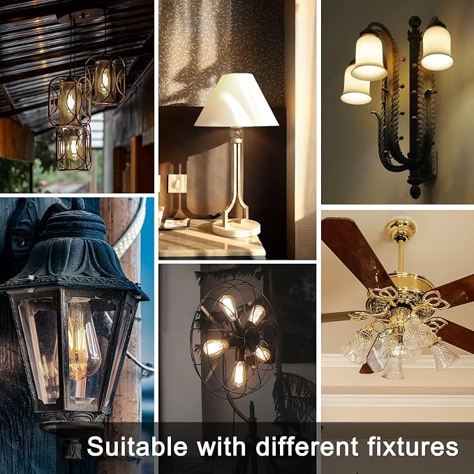 TJOY Edison Light Bulbs, 12 Pack Dimmable Vintage LED Light Bulbs, E26 Medium Base, Warm White 2700K, ST58, 6W, 800LM, 80+ CRI, Antique Decorative LED Filament, Clear Glass