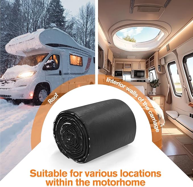 RV Camper Insulation Roll, Water-Resistant Thermal & Sound Barrier, ‎Automotive Camper Van Insulation 16.5" x 315" for Van Conversions, RVs, Trucks