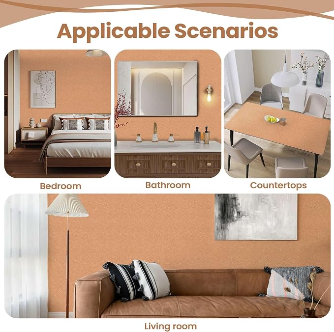 Cream Peel and Stick Self Adhesive Wallpaper Countertop Contact Paper | Orange Removable Embossed Silk Waterproof Bathroom Wallpaper 15.7" X 393.7" Kitchen Vinyl Wrap for Cabinet Shelf Liner Paper