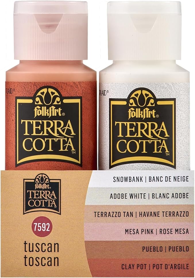 FolkArt Terra Cotta Acrylic Paint Set, Essentials 6 Piece DIY Terra Cotta Acrylic Paint Kit Featuring 6 FolkArt Colors For DIY Indoor & Outdoor Multi-Surface Craft Projects, 7592