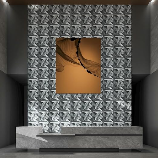33 Pack 3D Wall Panel Diamond for Interior Wall Décor, PVC Textured Wall Panels, 12''x12'' Cover 32.Sq.Ft. Patina Bronze | PVC Accent Wall Panels for Interior Wall Decor, Living Room Lobby Bedroom Hotel Office