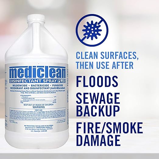 Mediclean Disinfectant Spray Plus Professional Antimicrobial Spray for Use After Floods, 1-Gal Bottle