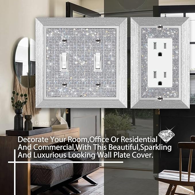 1 Pcs Shiny Rhinestones Wall Plates Light Switch Cover Plate Decorative Wall Plate Single Toggle Imitation Wood Grain Switch Plates