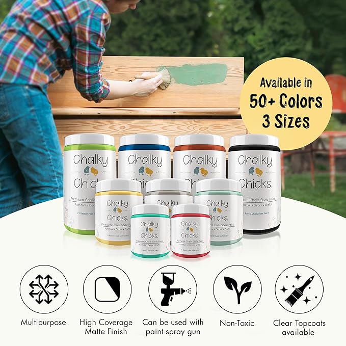 Chalky Chicks 16 Fl Oz Matte Tuscany (Yellow) Chalk Paint for Furniture Without Sanding - No Prep Furniture Paint No Sanding All in One for Crafts, Wood, Walls, Cabinet, Metal, Dresser, Farmhouse