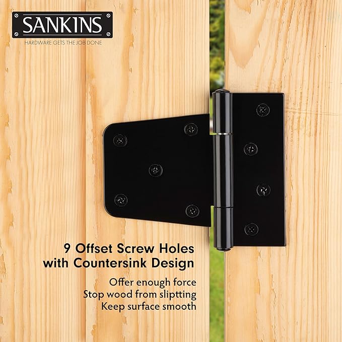 3-1/2" Heavy Duty Gate Hinges, Black Iron Door Hinges with Screws, Durable Gate Strap Hinges for Wooden Fences Gate Shed Barn Door, 2pcs
