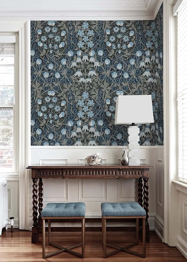 NextWall Tulip Garden Floral Peel and Stick Wallpaper (Bluestone)