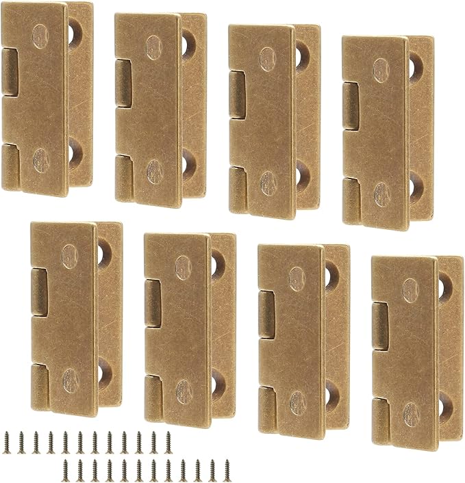 8pcs 1 Inch Brass Hinges, Mini Butt Hinges Cabinet Door Hinge, Box Hinge for Jewelry, Wooden Box, Small Cupboard Furniture (Bronze)